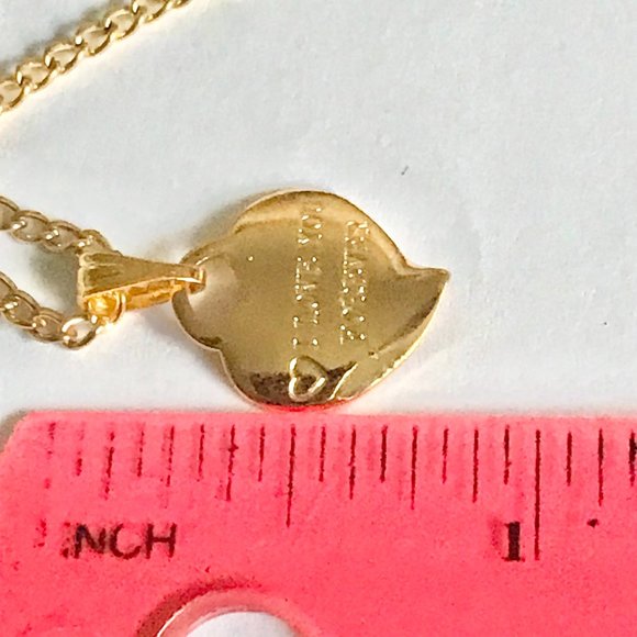 Vintage Gold Heart Necklace I LOVE YOU FOREVER Dainty Small Charm 16" Plated - Picture 9 of 11